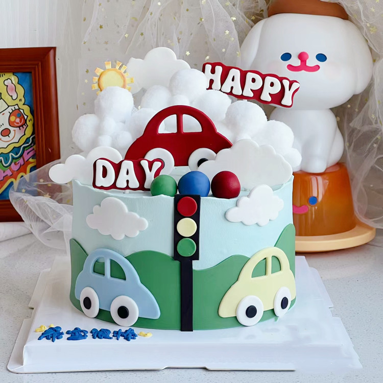 小汽车蛋糕装饰插牌宝宝生日蛋糕