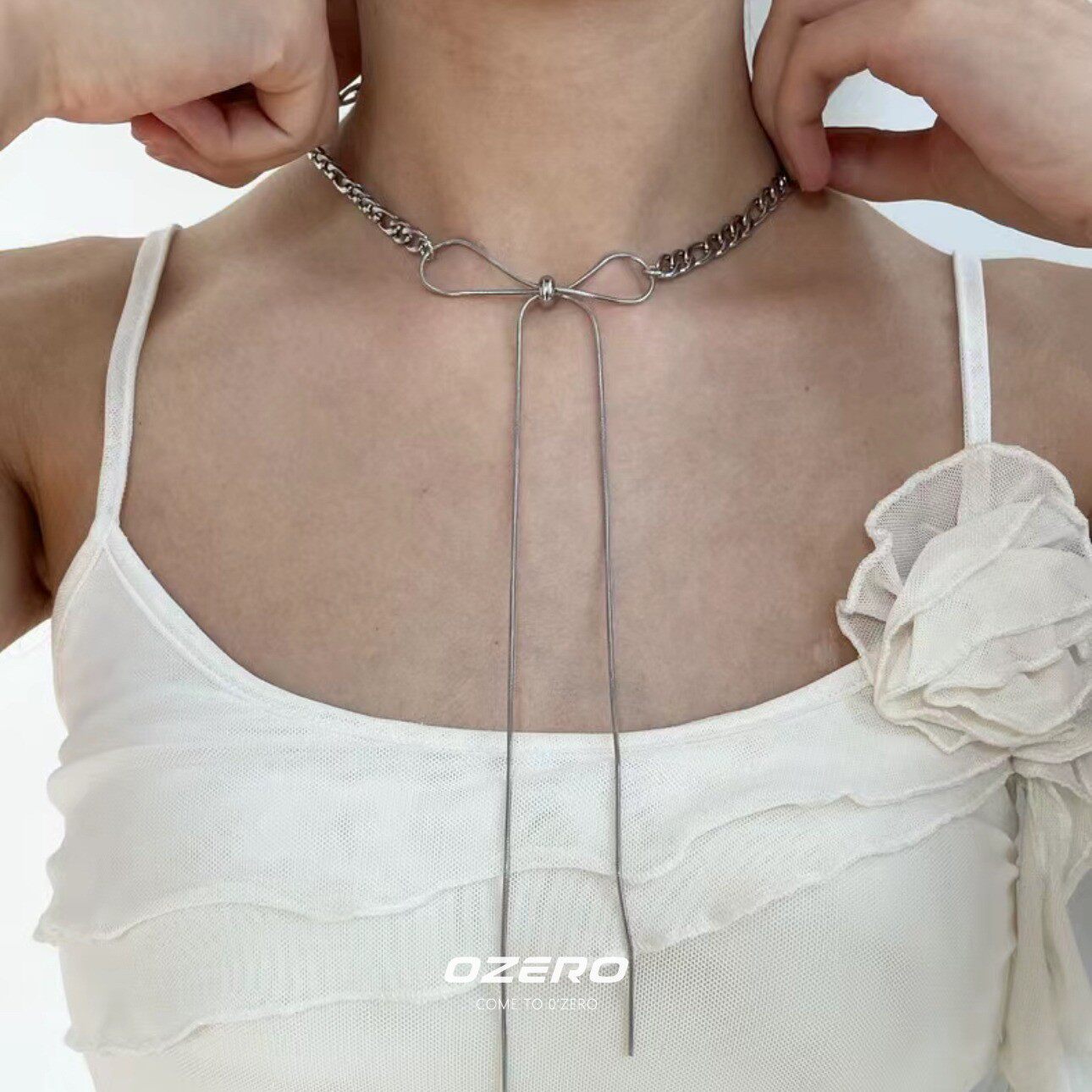 简约百搭韩系清冷感银色可调节蝴蝶结项链小众设计辣妹流苏锁骨链,饰品/流行首饰/时尚饰品新,项链,淘宝优惠券,粉丝福利购,淘宝优惠卷