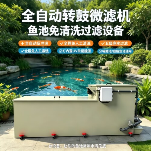 新款转鼓微滤机生化仓锦鲤鱼池过滤器生化池一体机多功能自动冲洗
