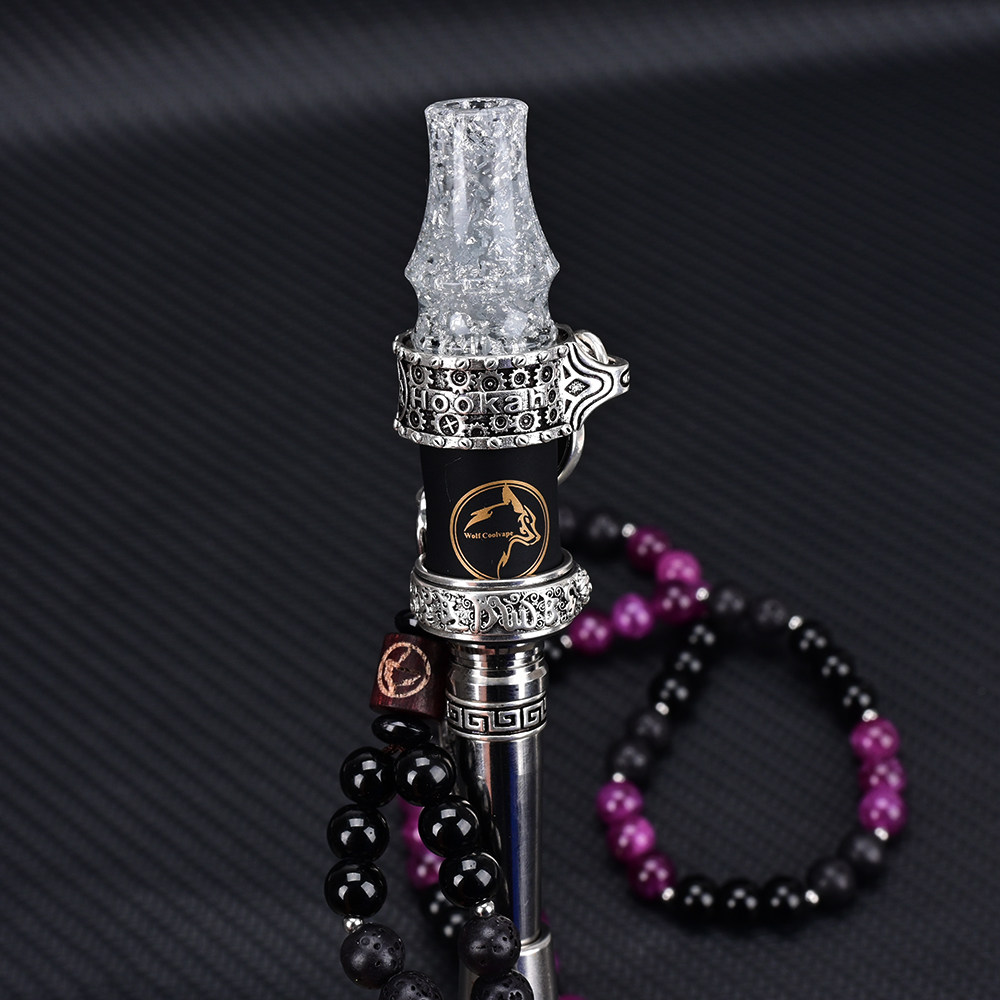 WOLF COOLVAPE 双用款水烟烟嘴 304/钛合金吸嘴+黑色胶管配石珠链