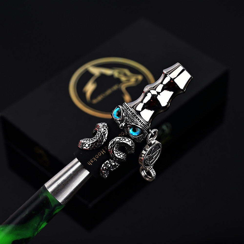 Wolfcoolvape钛合金吸嘴朋克风阿尔法赫水烟烟嘴猫眼搭配石珠链