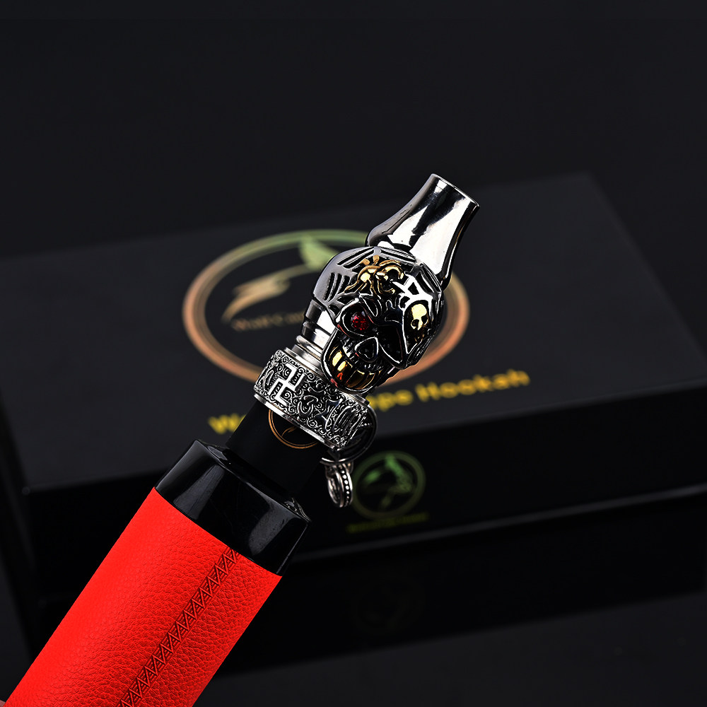 钛合金烟嘴吸嘴阿尔法赫新款骷髅头+银饰可转环 水烟嘴Hookah tip