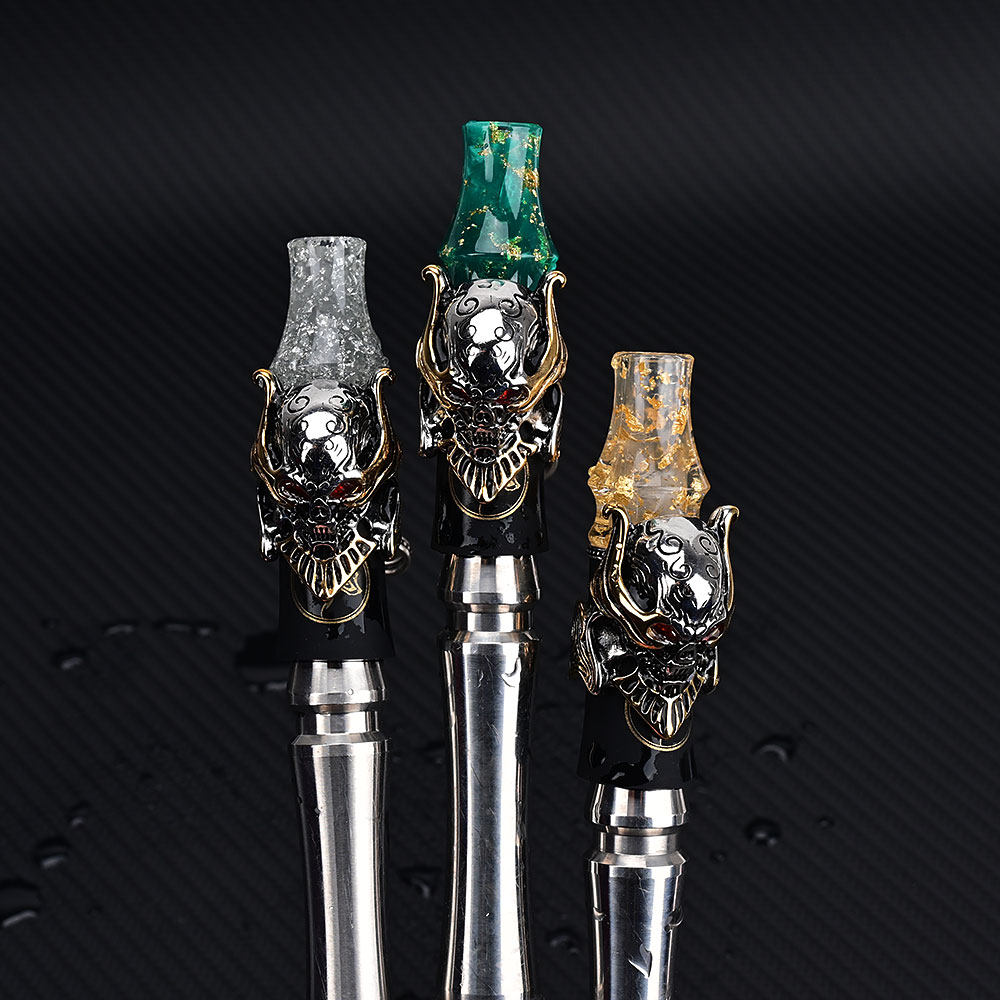 wolfcoolvape阿拉伯水烟吸嘴单面骷髅朋克金箔树脂吸嘴烟嘴配件