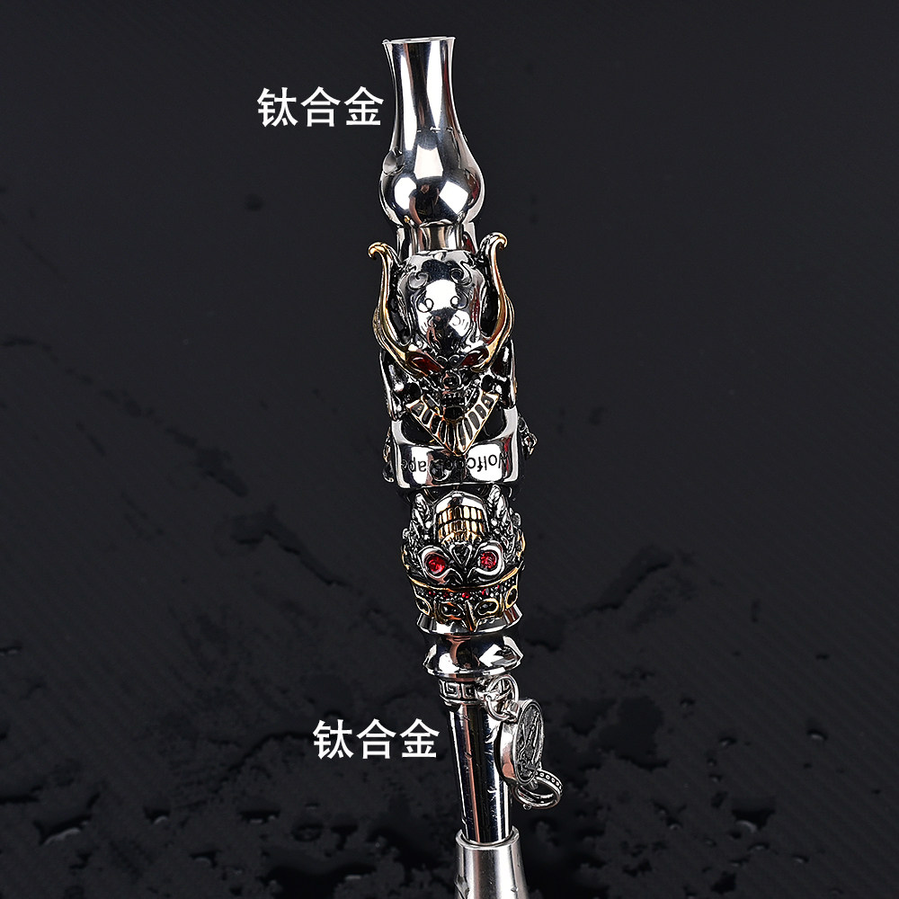 wolfcoolvape shisha tips 钛合金水烟嘴 双用款 朋克3面骷髅配链