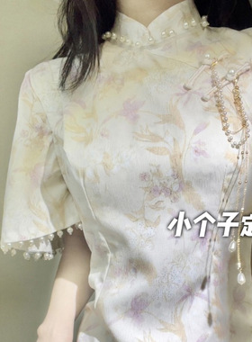 150小矮个子新中式旗袍连衣裙女夏气质优雅改良民国风收腰中长款