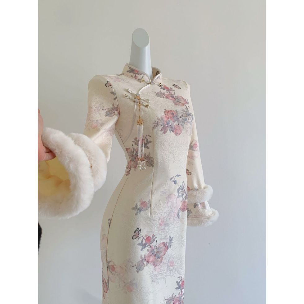 【花语加绒】新中式改良秋冬旗袍年轻少女气质日常穿国风连衣裙