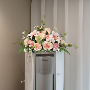 冰箱上放的装饰花圆柱空调柜机顶部上的仿真摆花餐桌茶几圆形桌花
