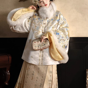 原创汉服女明制重工织金妆花昭君袄马面裙加绒加厚套装千金风冬季