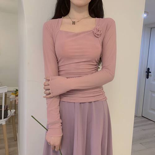 薄款女性甜美长袖花朵