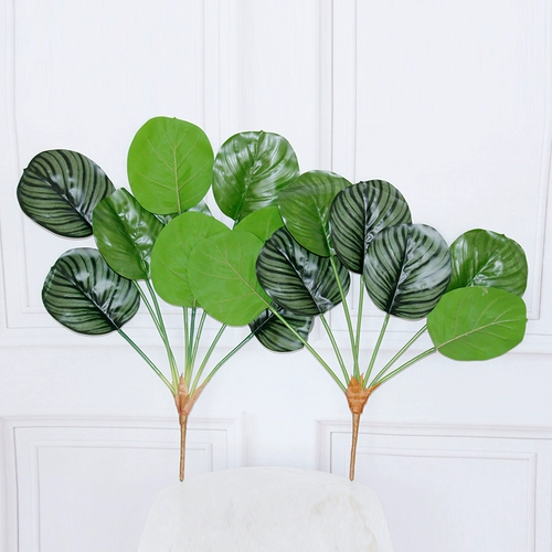 Моделирование зеленое растение рука чувствует клей руль задний лист лист фальшивый путешественник банановый бегония яблочный лист маленький горшок в внутреннем украшении