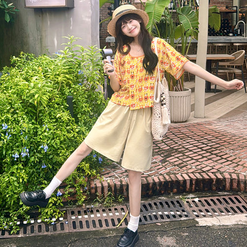 花朝记｜屁屁心｜唐制明制汉服唐背子明翻领衫柴犬印花人棉日常风