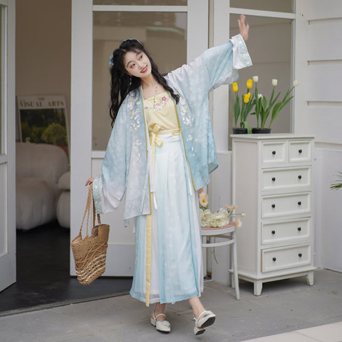 清新宋制日常汉服飞机袖三裥裙