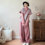 打底衫 花朝记｜太阳花｜唐制汉服元 素半臂灯笼裤 夹棉碎花日常秋冬