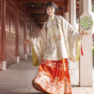 花朝记｜玉兔望月｜明制汉服立领短袄圆领披袄马面裙织金妆花中秋