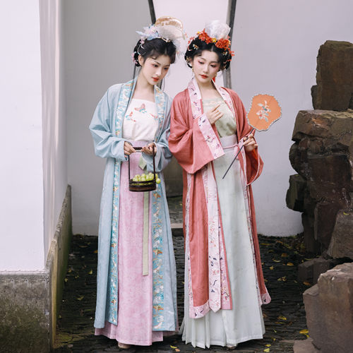 花朝记｜暗香浮｜宋制汉服褙子百迭裙定织仿花罗提花绣花粉色春夏