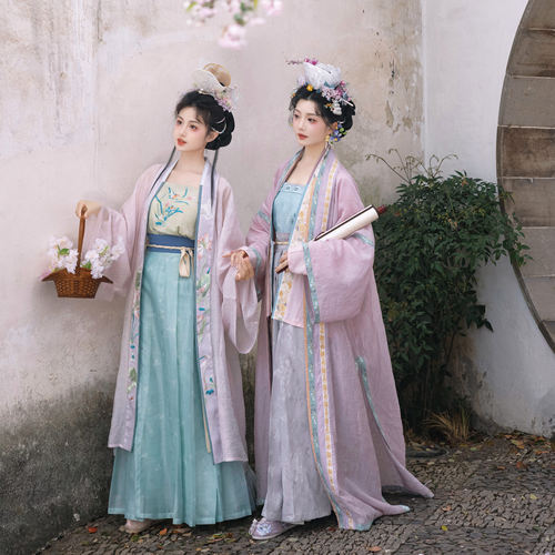 花朝记｜溪亭｜宋制汉服仿铁拐墓长衫百迭裙吊带天丝提花绣花春夏