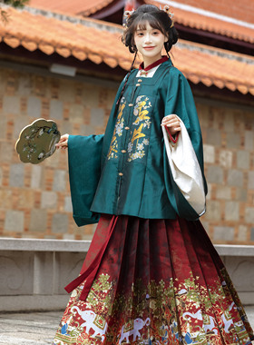 花朝记｜丘井狂象｜明制汉服方领补服立领短袄马面裙织金妆花传统