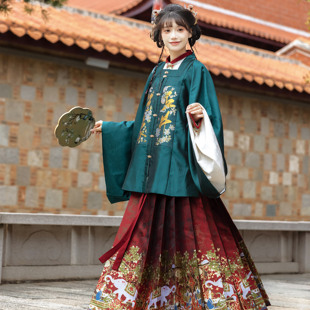 花朝记|丘井狂象|明制汉服方领补服立领短袄马面裙织金妆花传统