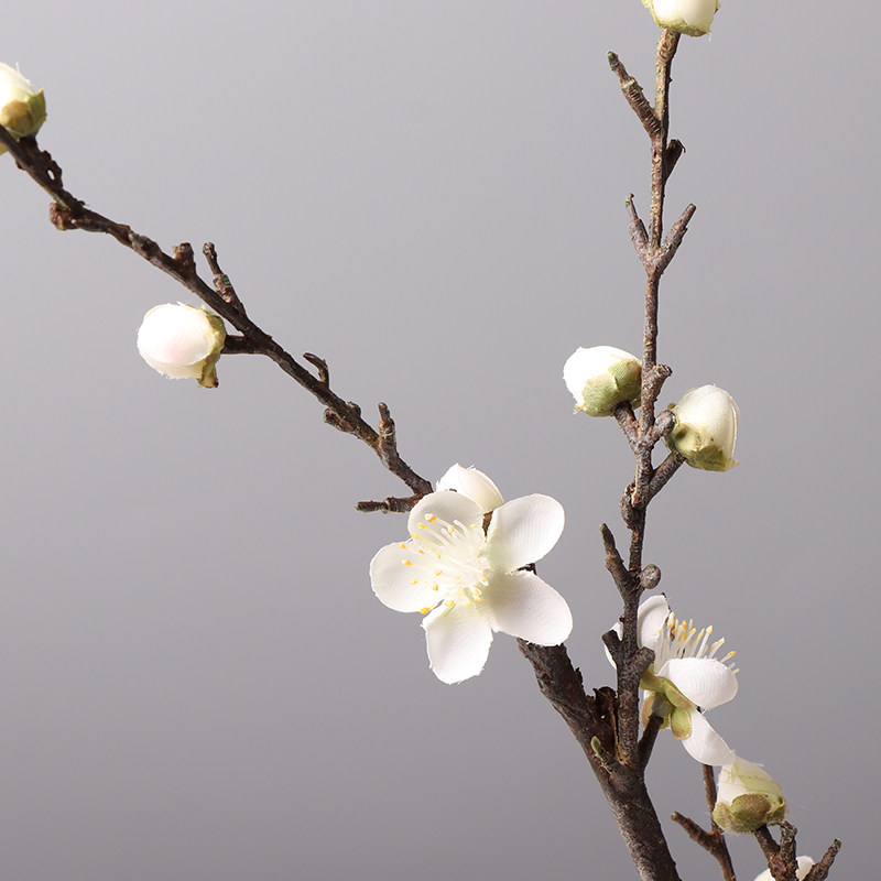 北欧仿真花 白色粉色梅花 单支中式禅意花艺假花摆件装饰品家居