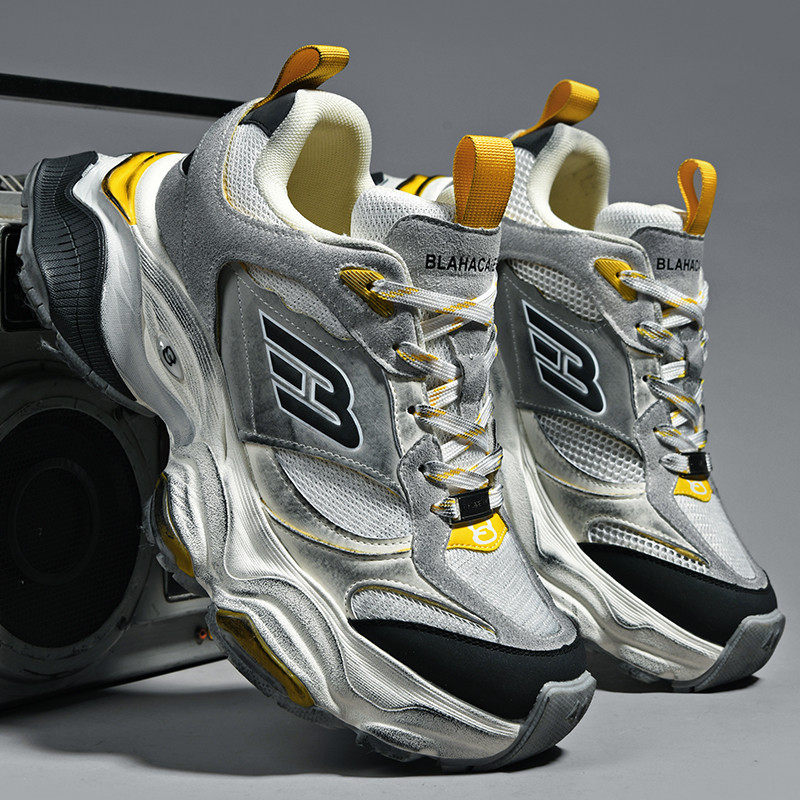 明星同款 2026新款今年流行爆款春季国潮做旧增高厚底老爹鞋男女