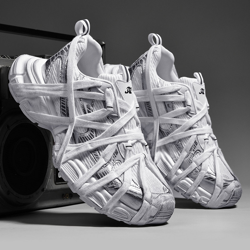 女鞋2026新款今年流行爆款巴黎3XL绑带做旧款增高厚底老爹鞋男