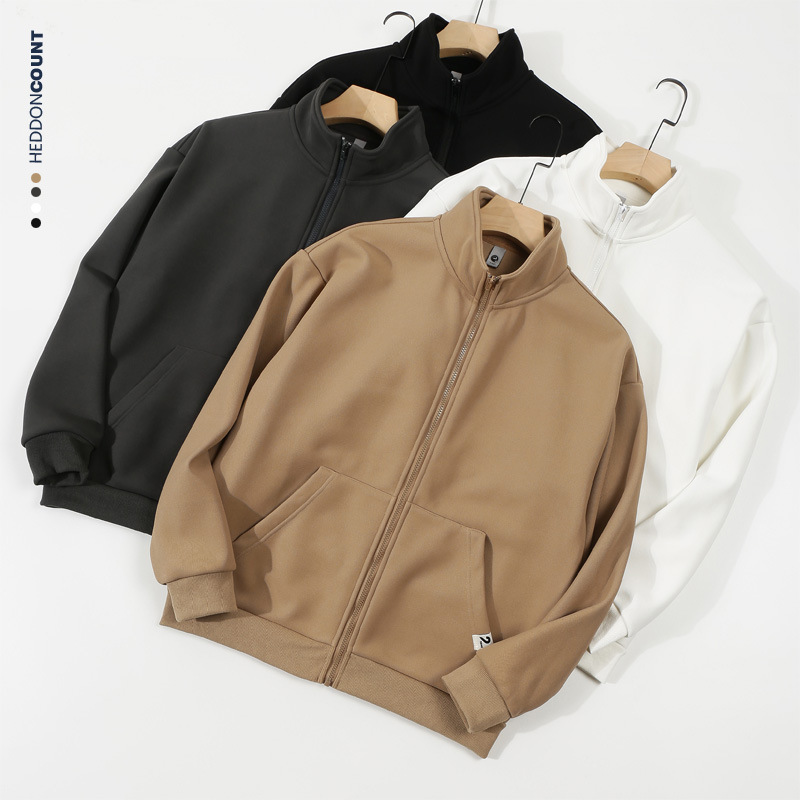 登爵男装冬季460g厚实保暖加绒卫衣立领拉链开衫外套户外男女同款