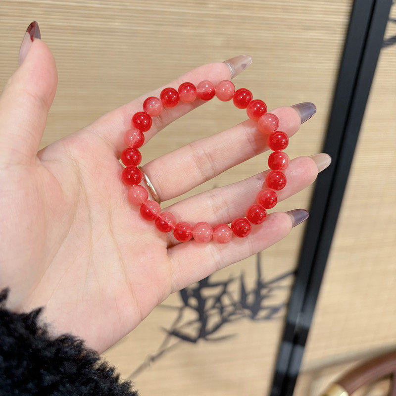新款甜美琉璃西瓜红串珠手链手串闺蜜甜美女生礼物生日礼物,饰品/流行首饰/时尚饰品新,链条,淘宝优惠券,粉丝福利购,淘宝优惠卷