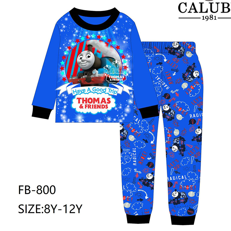 小孩空调服男童装夏儿童短袖长裤家居服套装卡通奥特曼托马斯睡衣