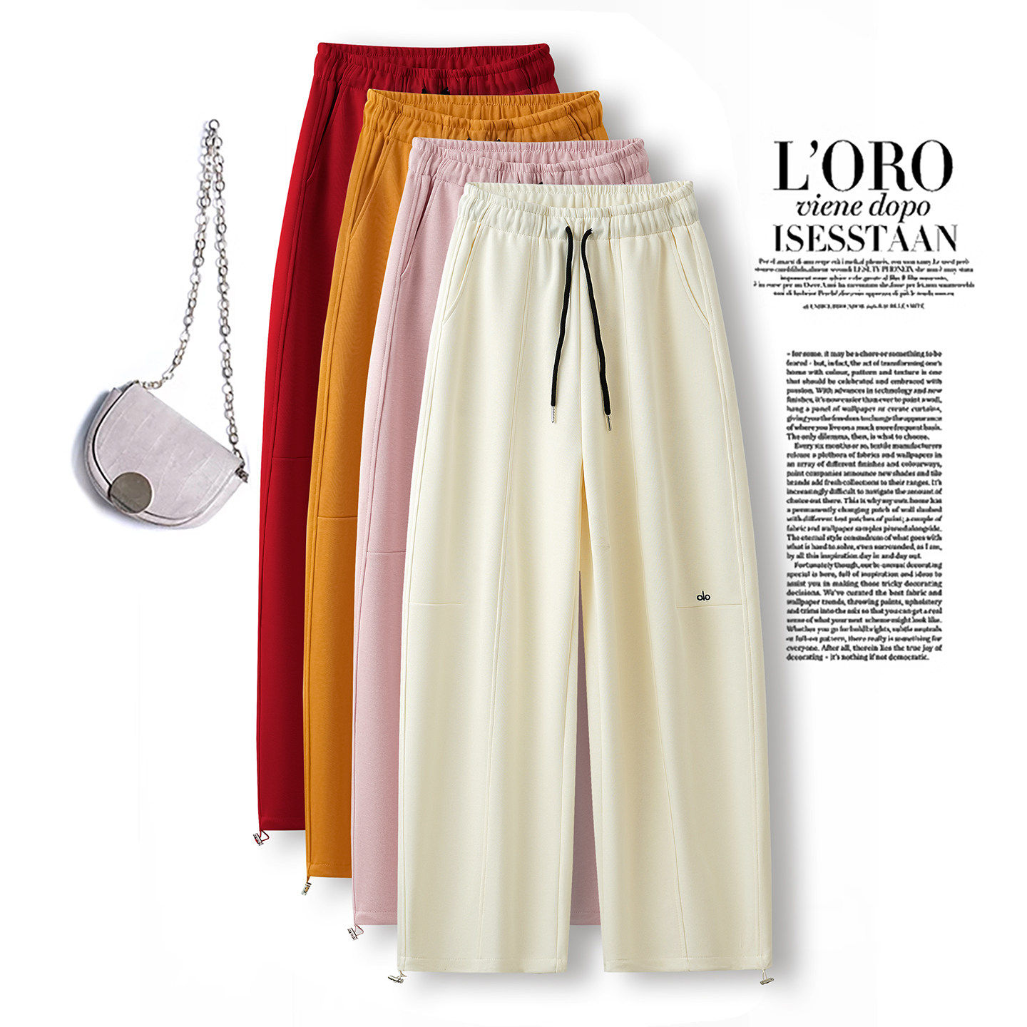 高腰百搭简约弯刀裤2026春季新款女士宽松遮肉直筒裤休闲长裤卫裤,女装/女士精品,休闲裤,淘宝优惠券,粉丝福利购,淘宝优惠卷