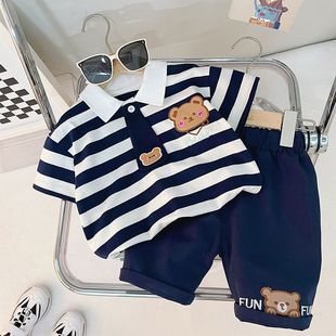 夏季 儿童短袖 男女童套装 新款 洋气宝宝POLO领两件套 polo衫 上衣薄款