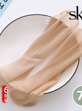 6双SK短丝袜无痕隐形松口夏季薄款防勾丝老年人孕妇不勒腿短袜子