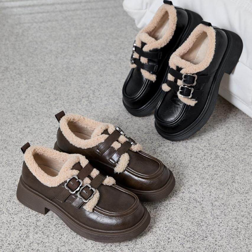 戈美其商场同款2024冬季新款加绒英伦风乐福鞋舒适百搭小皮鞋女鞋,女鞋,乐福鞋（豆豆鞋）,淘宝优惠券,粉丝福利购,淘宝优惠卷