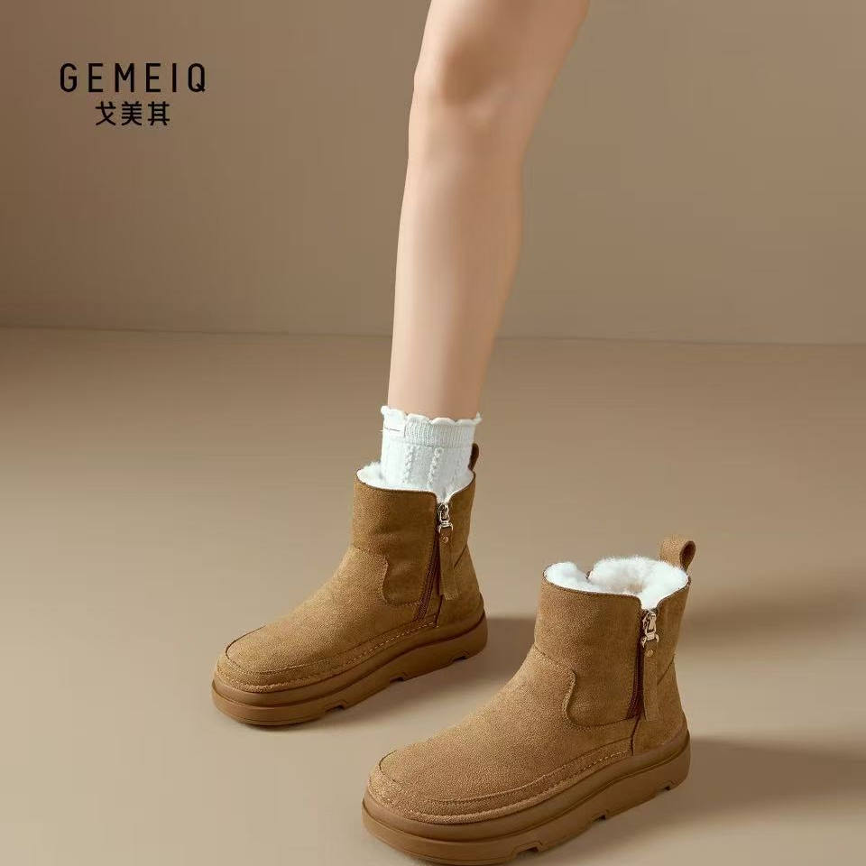 戈美其休闲加绒雪地靴女鞋