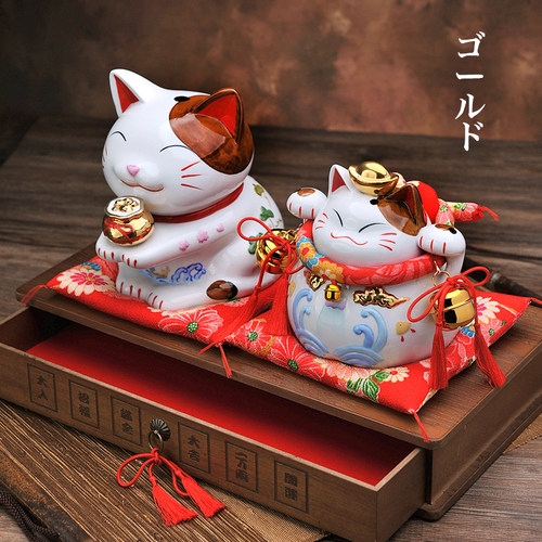 猫舍道乐堂本铺陶瓷招财猫摆件