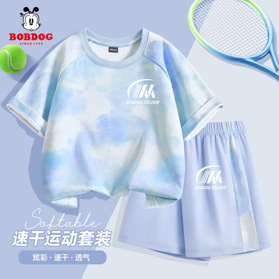 巴布豆男童羽毛球夏季运动套装