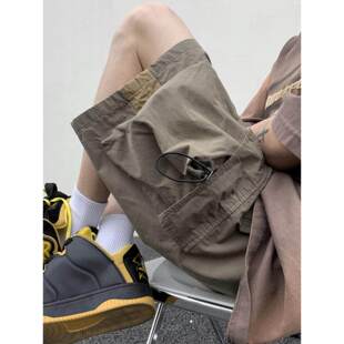 运动短裤女夏季日系工装黑色裤子高街直筒五分裤机能风vibe阔腿裤