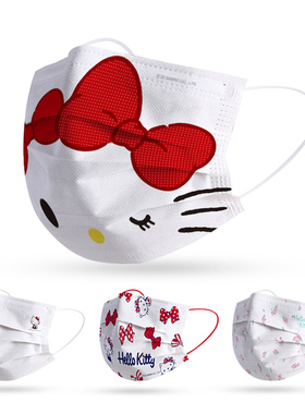 hellokitty女高颜值白色防尘可爱成人凯蒂猫三丽鸥一次性口罩2026