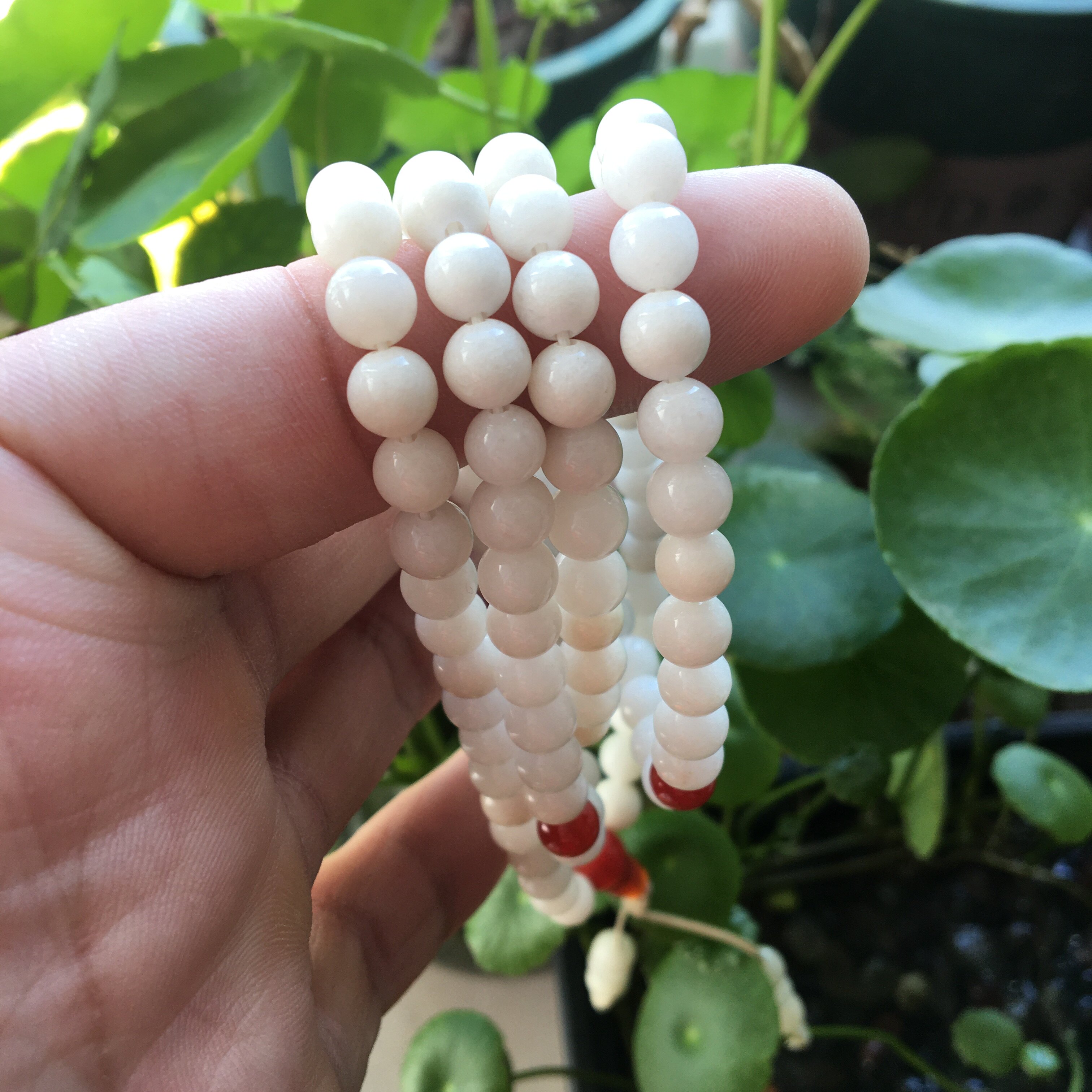 天然水晶 白玉石手链女手串 送女友送母亲6mm礼物饰品