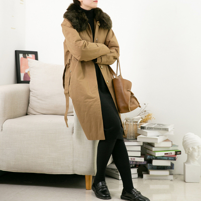 女士直筒外套纯色复古长袖棉服