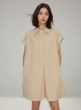 小众设计感日系法式复古宽松休闲工装风阔腿连体短裤女慵懒风夏季