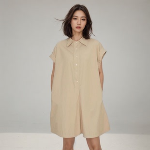小众设计感日系法式复古宽松休闲工装风阔腿连体短裤女慵懒风夏季