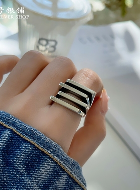 男女同款S925纯银重工线条阶梯