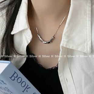 S925纯银简约几何冷淡风百搭气质重工不规则豆豆锁骨链网红个性