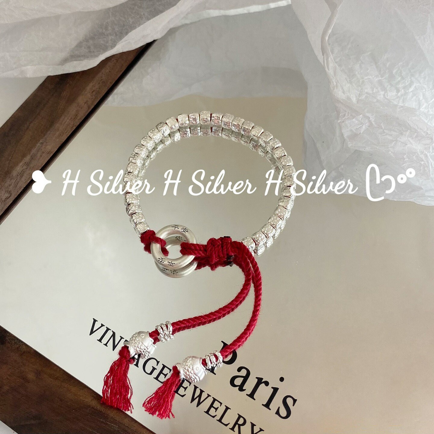 原创设计足银999平安扣方块手链