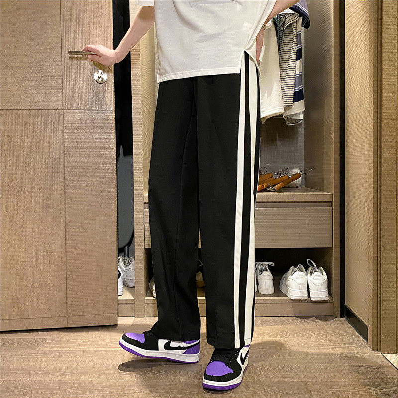 新款潮牌宽大三条杠裤男女宽松高腰休闲裤,男装休闲裤,星座410-6（原星座1304-1）