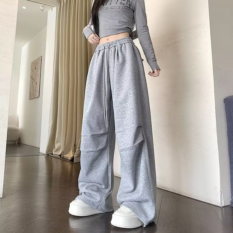 卫裤男女春秋hiphop工装阔腿休闲裤垂感直筒宽松美式运动裤P39图片
