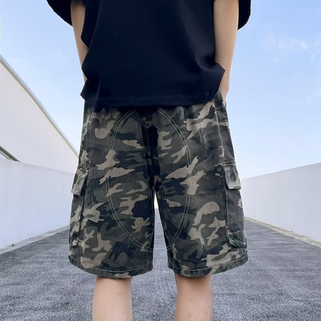 复古迷彩休闲短裤男生2025新款青春流行宽松型夏季运动裤子男P40,男装牛仔裤,星座410-6（原星座1304-1）