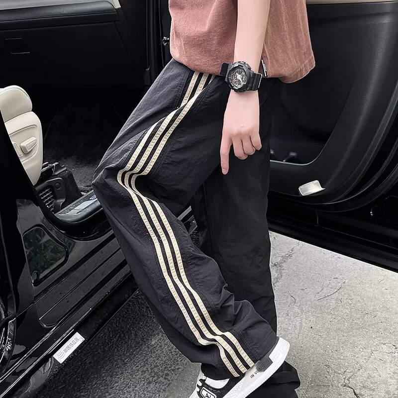 条纹裤子男款夏季美式速干工装裤三条杠直筒运动休闲裤P38,男装工装外套,星座410-6（原星座1304-1）