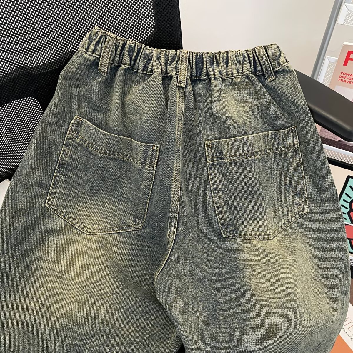 美式水洗做旧牛仔短裤潮牌宽松休闲工装七分裤P43,男装牛仔裤,星座410-6（原星座1304-1）