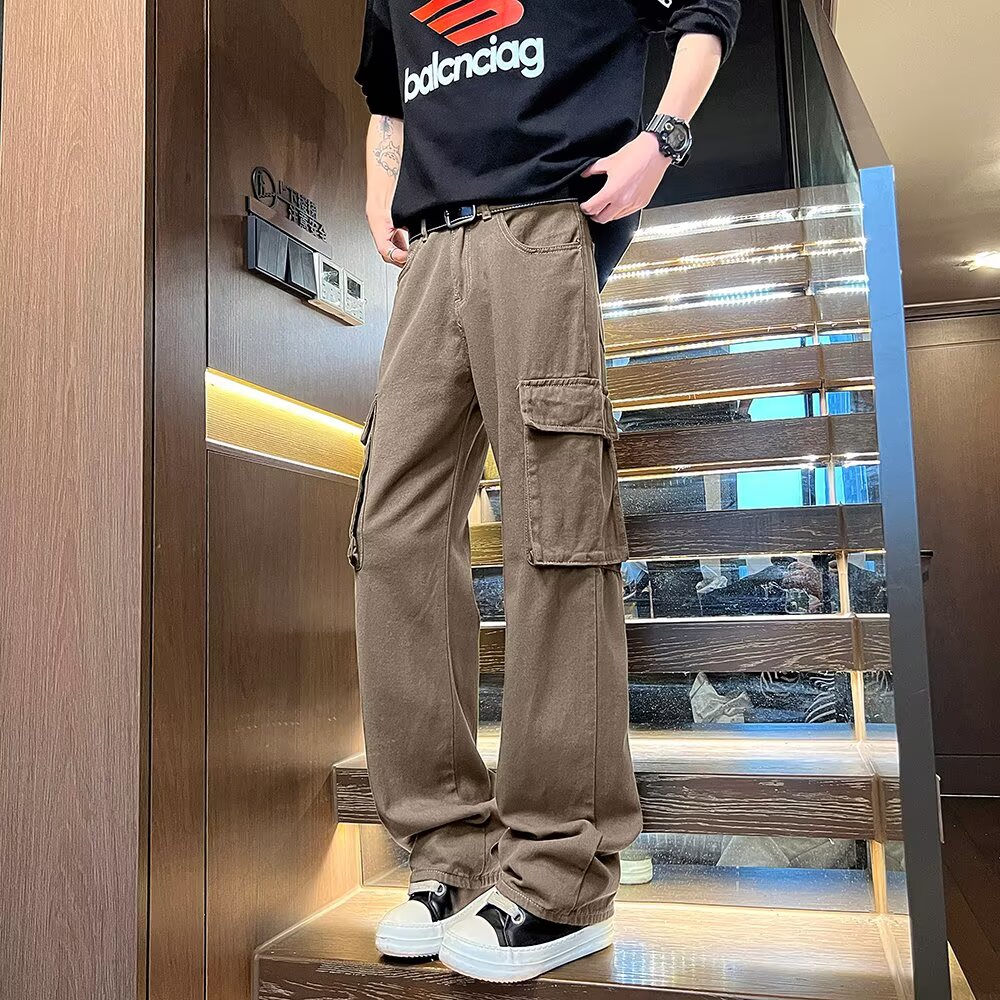 春季大口袋水洗工装裤潮流宽松休闲直筒裤P47,男装休闲裤,星座410-6（原星座1304-1）